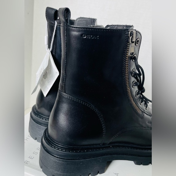 💚 GEOX: LEATHER Combat-style boots with treaded lug sole, side zip closure. - Picture 6 of 11